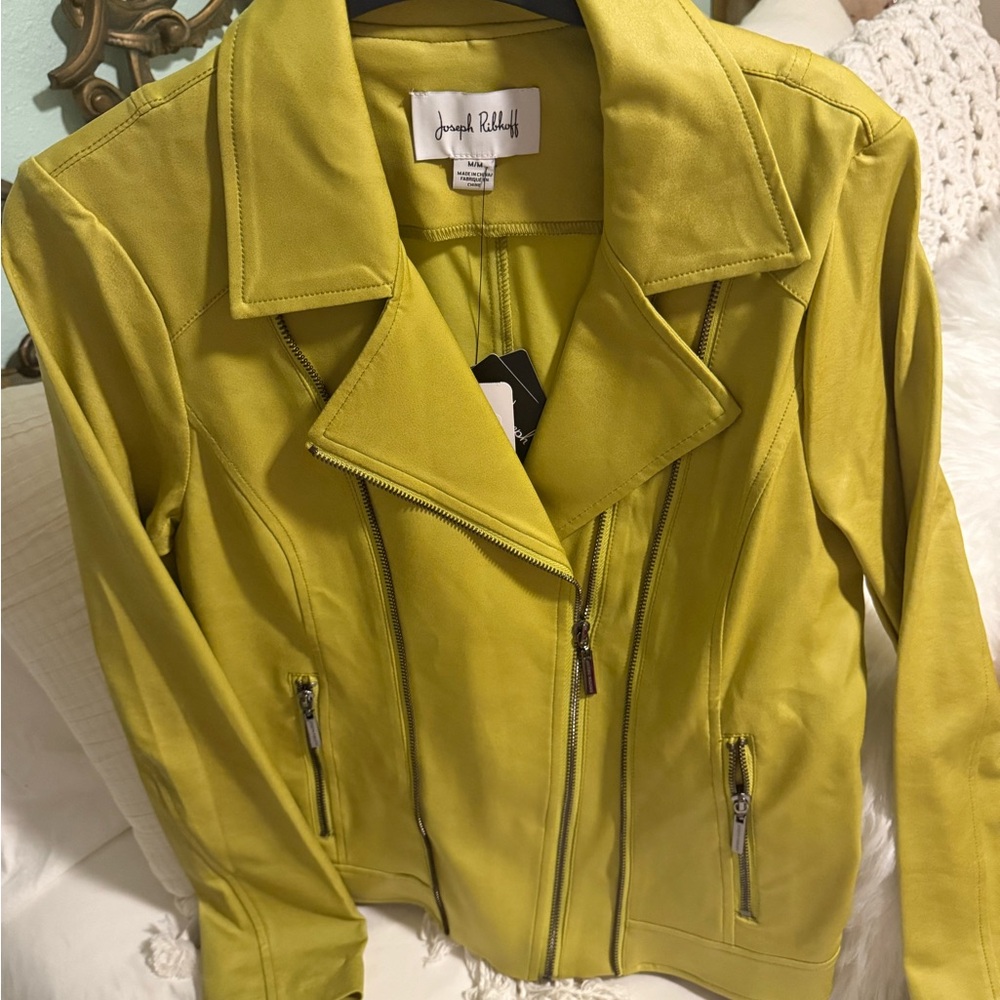 Joseph Ribkoff Chartreuse Leather Jacket